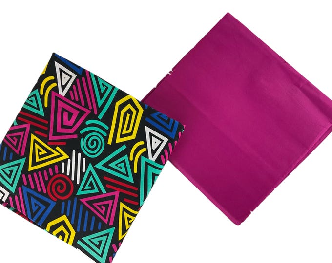 Black Pink Yellow African Print Fabric/Ankara Fabric By The Yard/Cotton Print For Quilting/Fabric Bundles/DK03/