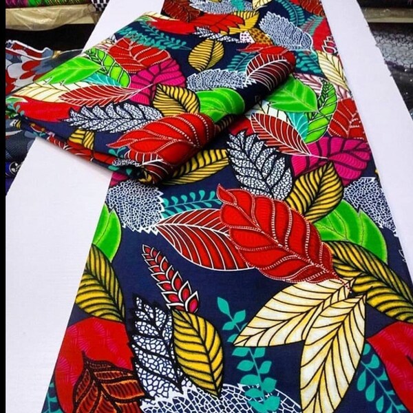 Tessuto da lavoro patchato africano rosso e giallo / Stampe africane / Stampa cera / Copricapo africano / Tessuto africano per artigianato / Abbigliamento africano / MK157