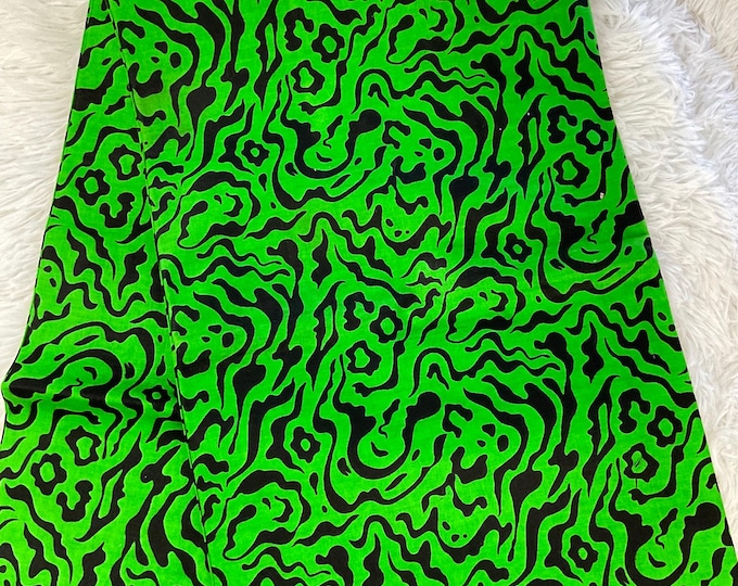 African Fabric/African prints/ Ankara-Green and Black fabric/ African wax/Hollandais/ African Prints/ African fabric 6 yards