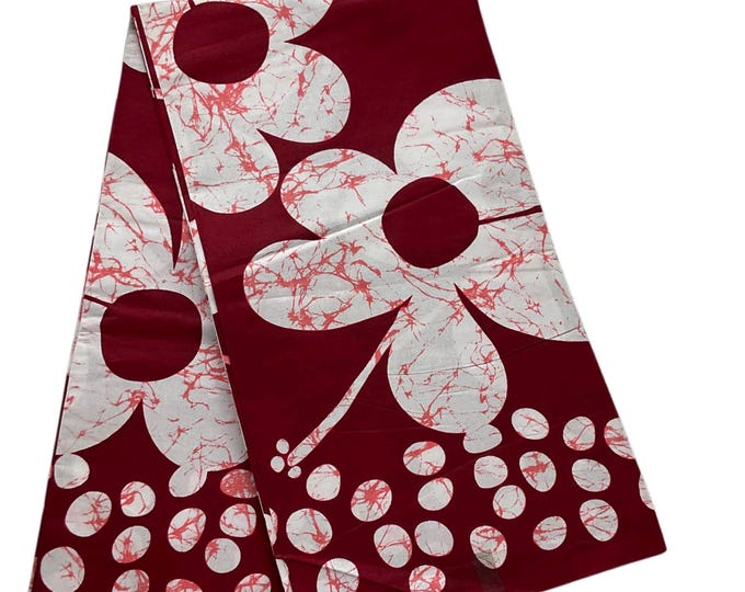 Wine and White African Print Cotton/Ankara Fabric 6 Yards/Quilting Fabric By The Yard/MK760m