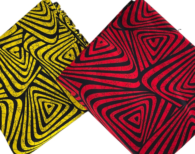 Red and Yellow Ankara Fabric - 6 Yard African Wax Print/Cotton Prints For Quilting/mk760C