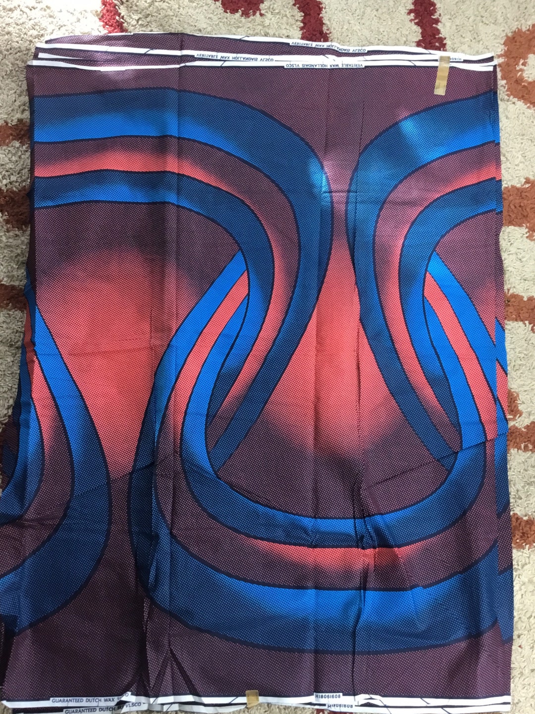 Blue and Orange African Fabric/african Prints/ Ankara Fabric/ African Fabric by the Yard/ Wax