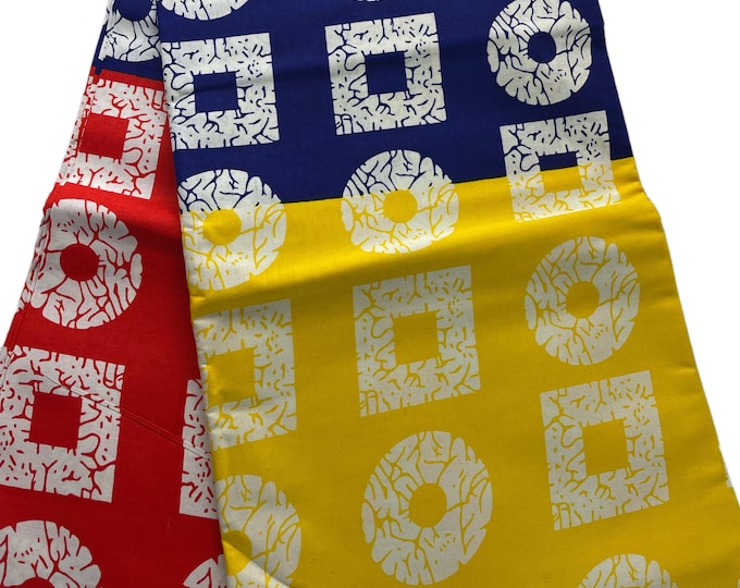 African fabric /African prints/ African fabric per yard/ African fabric for crafts/ African/MK141/Ankara-Red Blue Yellow Fabric