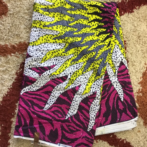 Pink and yellow African Fabric/African prints/ Ankara fabric/ African fabric per yard/ African fabric for crafts/ African fabri/FG48/