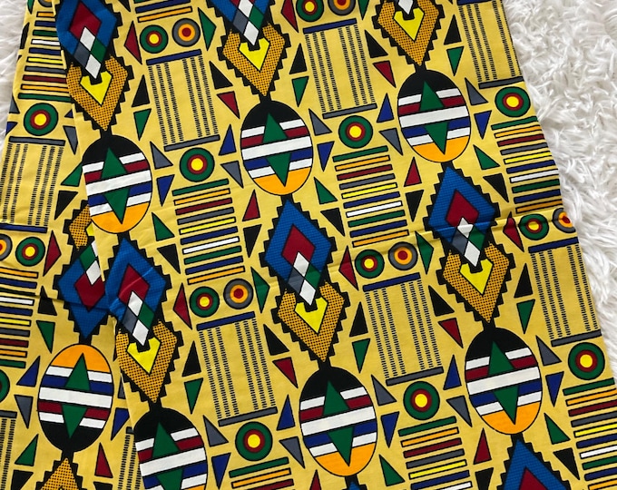 African Fabric/Ankara Fabric/African Wax Print/Yellow Ankara 6 Yards/By The Yards/Kente Fabric/MK788b/Danshiki Fabric/African Prints/Yellow