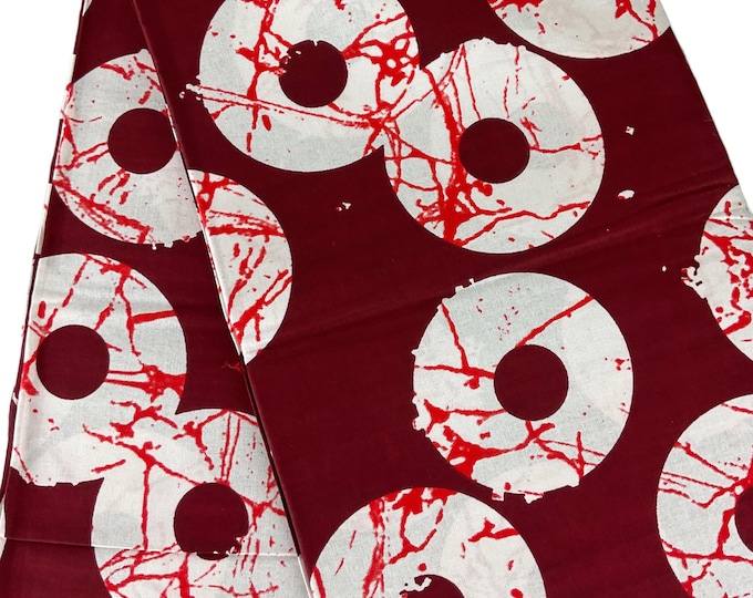 African Fabric/African Print Fabric/Ankara-Wine and White Color/ African fabric per yard/ African fabric for crafts/ African Dress/MK151/Af