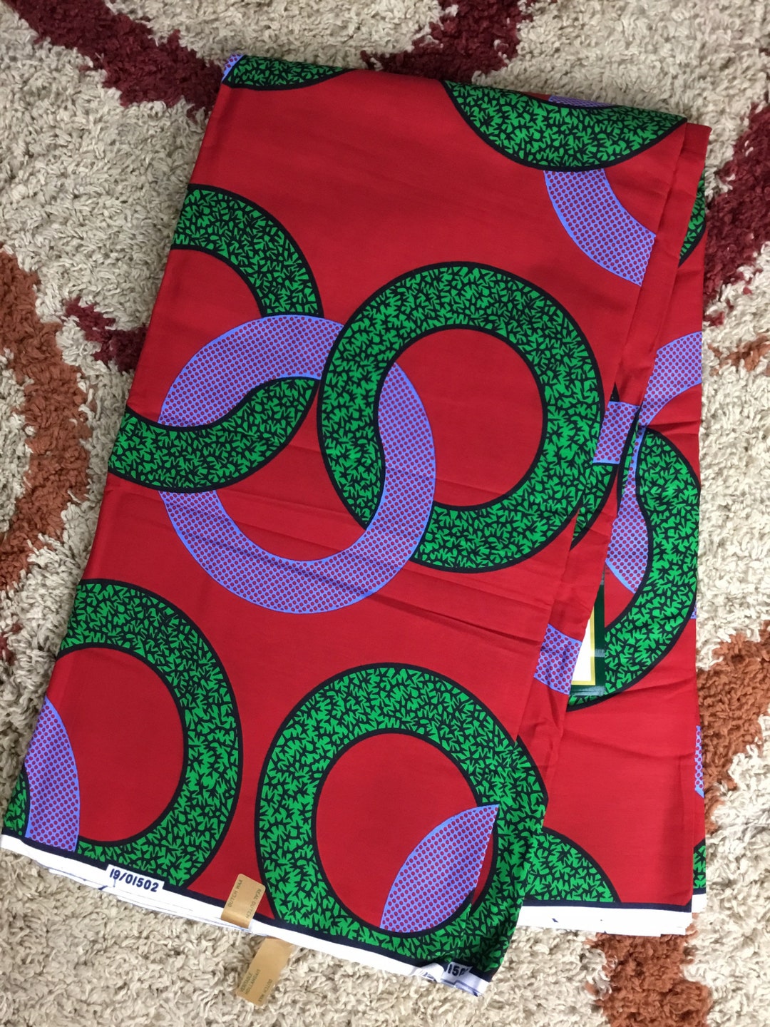 Red and Green African Fabric/african Prints/ Ankara Fabric/ African Fabric per Yard/ African