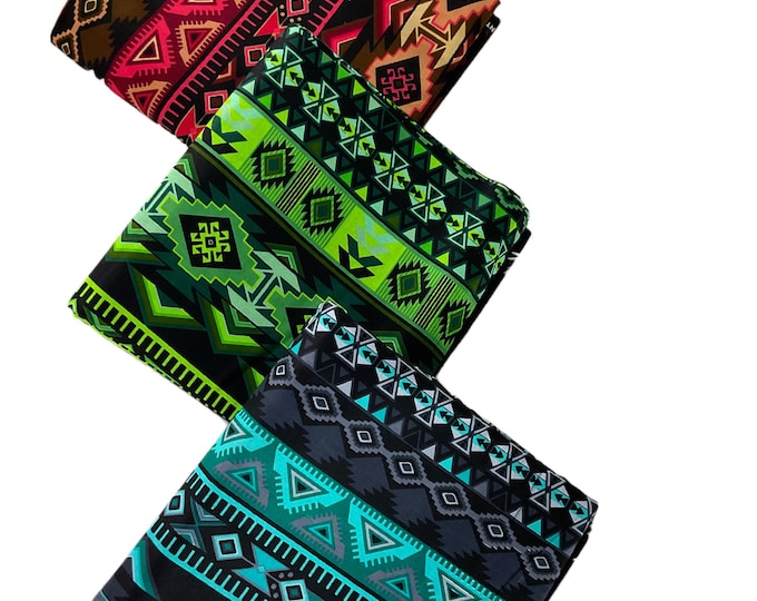 African Print Fabric /Ankara-Red Green Teal Fabric/African Wax Print /MK43kt/Fabric Bundles/African Clothing/Native/Tribal Print/Kente/
