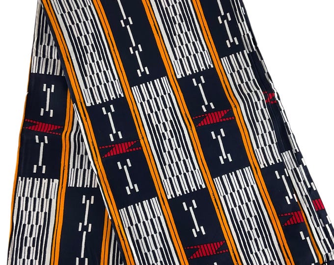 Black and White Floral Ankara Fabric, 6 Yards and Headwrap