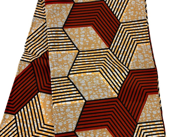 Brown Cream African Print Fabric/Ankara Fabric By The Yards/Cotton Print For Quilts/Block Print Fabric/ Fabrics/FG88