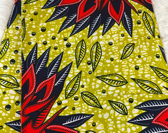 African Fabric/African Print Fabric/Ankara-Navy Blue Orang Color/ African fabric per yard/ African fabric for crafts/ African Dress/MK151/Af