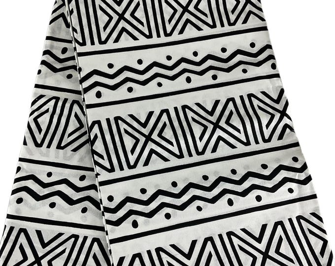 African Fabric/African Print Fabric/Ankara-Black and White Color/ African fabric per yard/ Ankara/ African Dress/MK151/Mudcloths/Kitenge