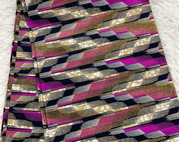 African Fabric/African prints/ Ankara fabric/ African wax/Hollandais/African fabric/ Pink and Gold Color/African Fabric/MK439