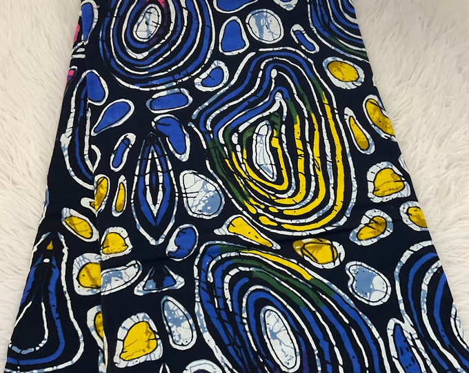 African Fabric/African prints/ Ankara fabric/ African wax/Hollandais/ Blue and yellow African fabric/MK187