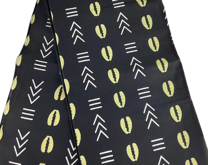Black Cream White African Print Fabric/African Cotton By The Yard/Ankara 6 Yards/MK131
