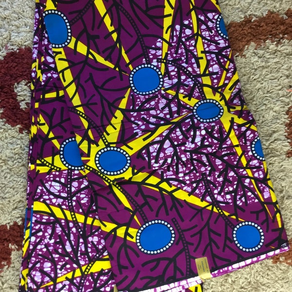 Burgundy and blue African Fabric/African prints/ Ankara fabric/ African headwraps/ African fabric for decor/ African fabric for appar/MK172