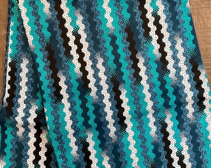 African Fabric/African prints/ Ankara fabric/ Wax print/ Teal and White African fabric/ African fabric for crafts/African headwrap/MK670e