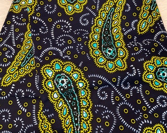 Tela africana/Estampados africanos/Tela Ankara cortada a medida/Tela africana cortada a medida/GK01/Tela Ankara-Azul marino y verde/Tela/Arte africano