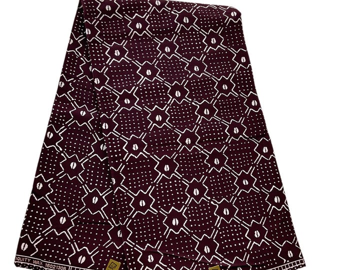 African fabric /African Wax Print/Ankara-Deep Burgundy and White Color/Yard or WHOLESALE/MK411A/Wax Tissu/Adire/Samakaka/Kente/Mudcloths
