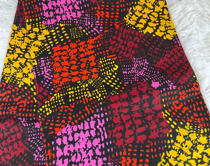 African Fabric/African prints/ Ankara-Green,Red,fabric/ Wax print/ African fabric for crafts/ African headwrap/ African clothing/FG102e