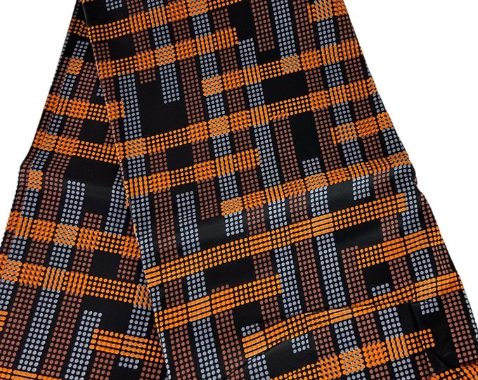 African Fabric/African Print Fabric/ Ankara-black Orange Brown Design/Crafts Fabric/MK458/Decor/Tribal/Native Fabric/Tribal Fabric
