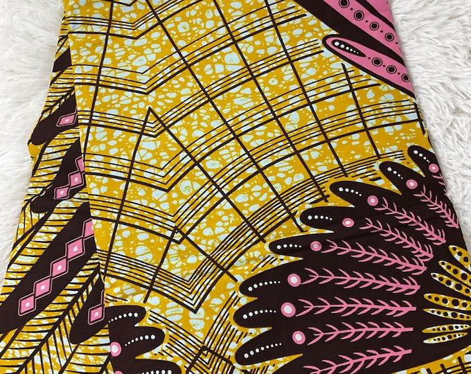 African Fabric/African Print Fabric/Ankara-Pink and Brown Color/ African fabric per yard/ African fabric for crafts/ African Dress/MK151/Af