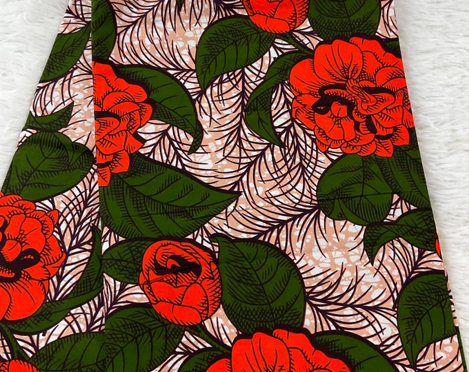 Green and chocolate brown African Fabric/African prints/ Ankara fabric/ African fabric by the yard/ Wax prints/African cotton/MK706
