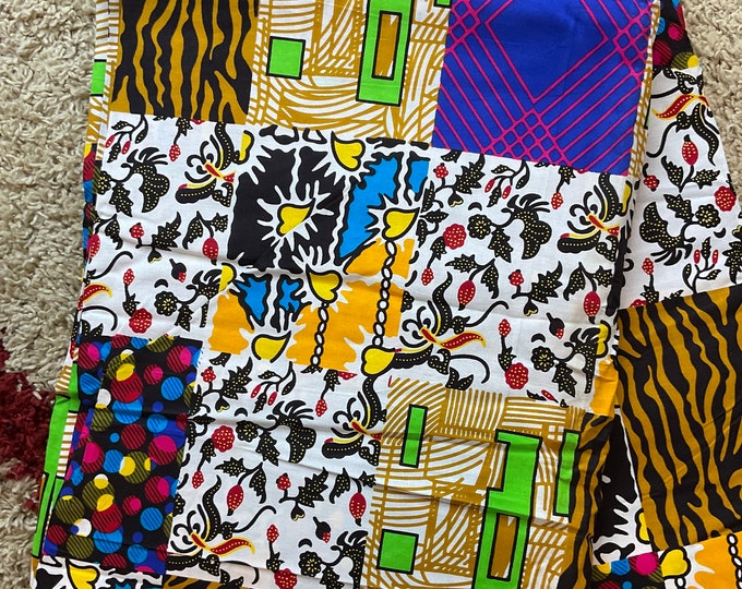 African Ankara Fabric: Green Wax Print, 6 Yards with Headwrap