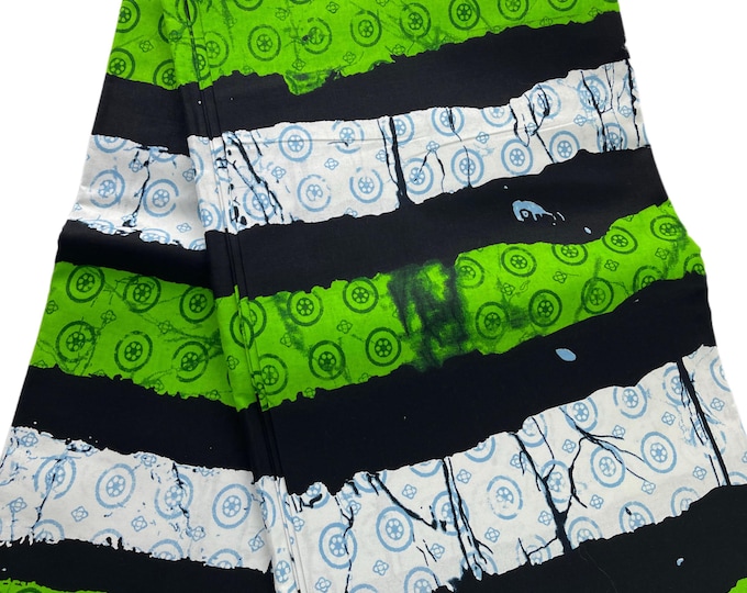 African fabric /African prints/ African fabric per yard/ African fabric for crafts/ African/MK141/Ankara-Green and White Fabric
