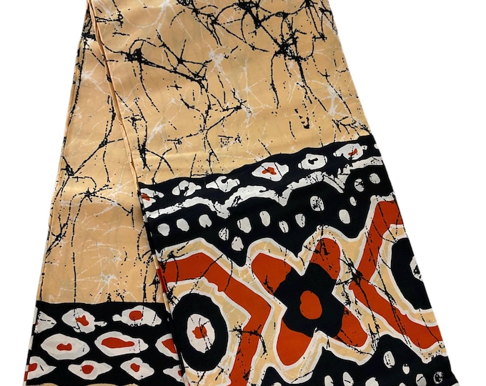 African Fabric/African Print Fabric/Ankara-Beige Orange Black Fabric/MK464/Fabric/ Fabric Bundles/African Clothing/ African Wax Print/