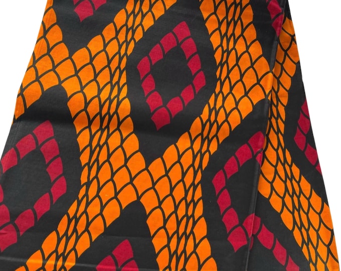 African Ankara Fabric, Orange Brown Wax Print, By The Yard