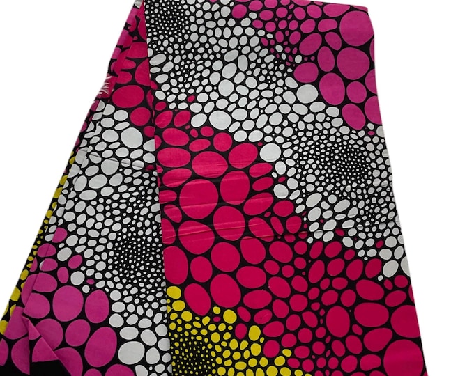 Pink White Yellow African Print Fabric/Ankara 6 Yards/By The Yards/Cotton Print For Quilting/MK707Y