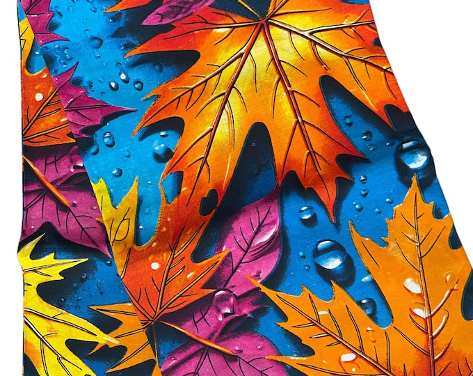 African Fabric/ African Print Fabric/African Wax Fabric/Ankara-Blue Orange Leave Aqua Fabric/Gift For Her/Fabric/DT02
