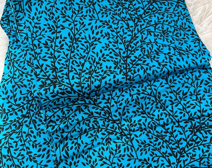 African fabric /African prints/ Ankara fabric/ African wax/ African fabric per yard/ African fabric for craft/MK411H/Turquoise Blue and Blac