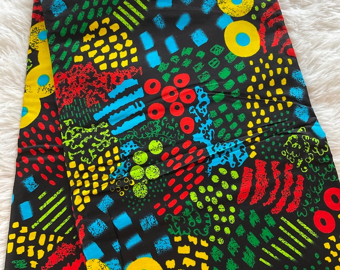 Black Red Blue African Print Fabric/Ankara By The Yard/Cotton Print For Quilting/MK104/