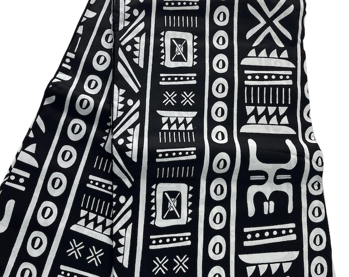 African Fabric/African Print/Ankara-Black and White Color/By The yard/ Ankara/ African Dress Fabric /MK151/Mudcloths/Kitenge/Tribal Print