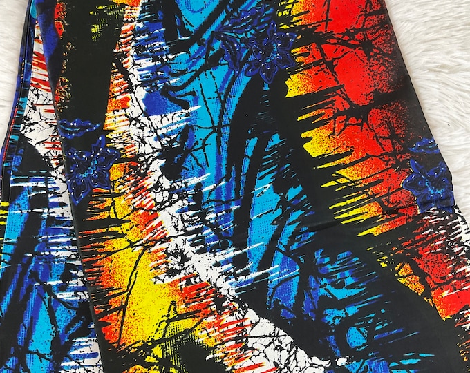 African Fabric/African Print Fabric/Ankara -Red Blue Fabric/Fabric/MK583/Pink and Blue Fabric