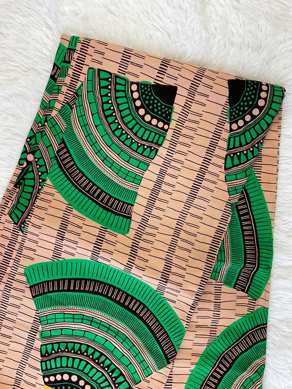 Cream and Green African Fabric/african Prints/ Ankara Fabric