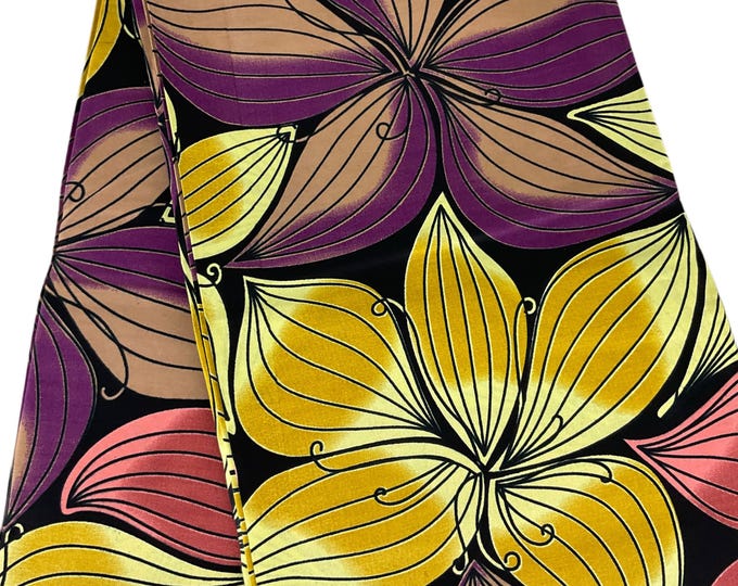 Purple Gold African Print Fabric/Ankara 6 Yards/Wax Print/By The Yard/MK908F