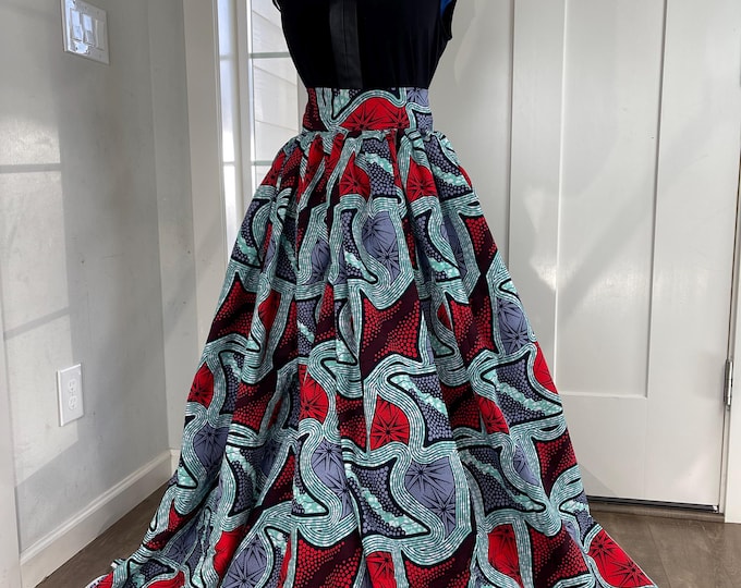 African Skirt/Ankara Skirt/Green and Wine Skirt/African Clothing/Maxi Skirt/Plus Size Dress/Gift For Her