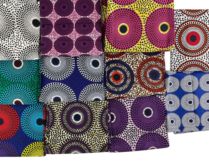 African Ankara Fabric, Teal Blue Orange Black Wax Print, By The Yard