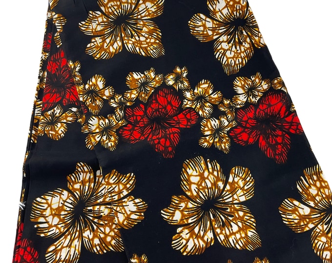 Black and Red African Print Fabric/Ankara Fabric 6 Yards With Headwrap/FG92