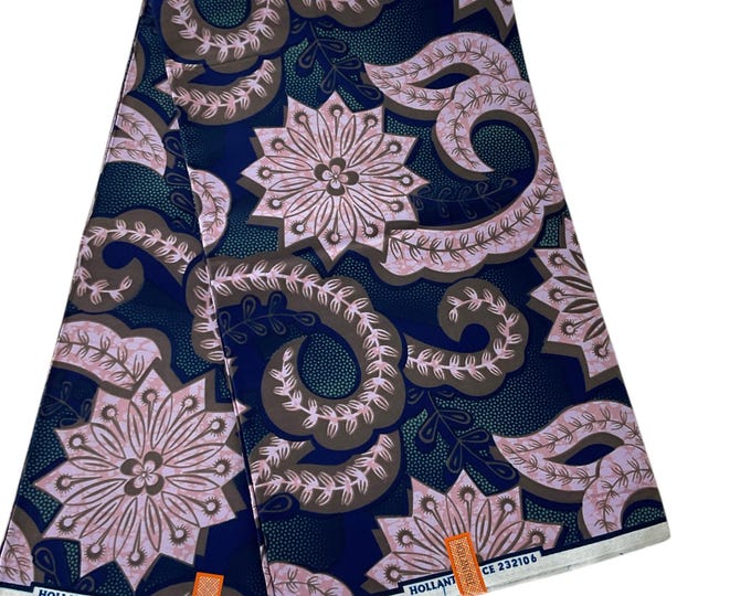 100% Cotton African Print Fabric, Ankara navyblue Design, Tribal Native Cloth
