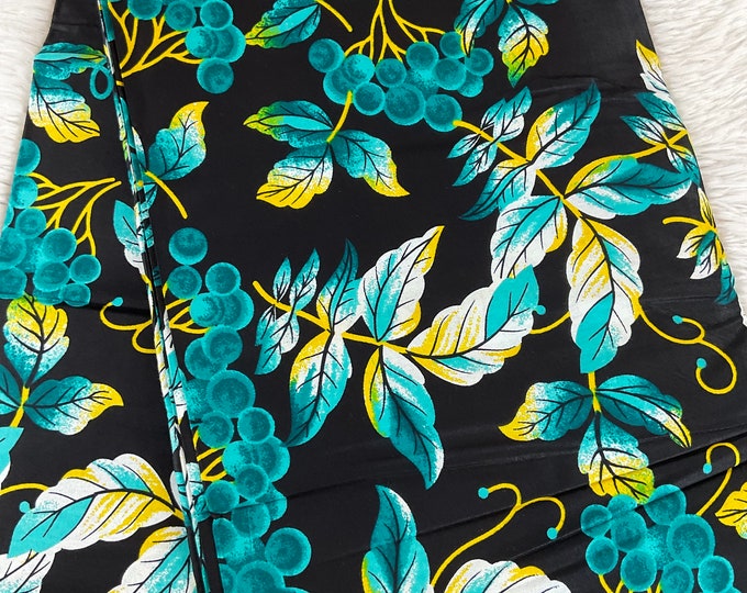 African Fabric/ African prints/Wax print/ African headwrap/ African fabric for craft/ African clothing/ MK156/Ankara-Black Teal Yellow Fabri