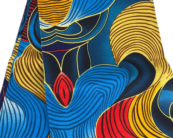 Royal Blue Ankara Fabric: African Wax Print, Cotton Fabric with Headwrap
