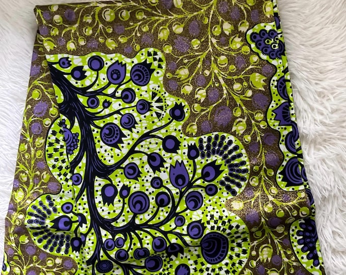African Fabric/African Prints/ Ankara fabric/ African wax/Hollandais/ Purple andGold African fabric/MK191/Ankara Fabric By The Yard/Wax Fabr