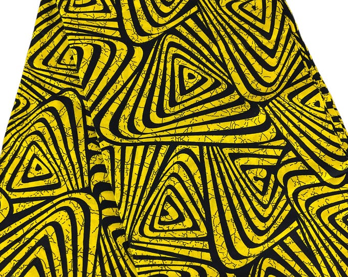 African Fabric/African Print/Ankara-Yellow Circle Square Design/Block Print Fabric/Cotton Fabric/Quilt Fabric/MK908X