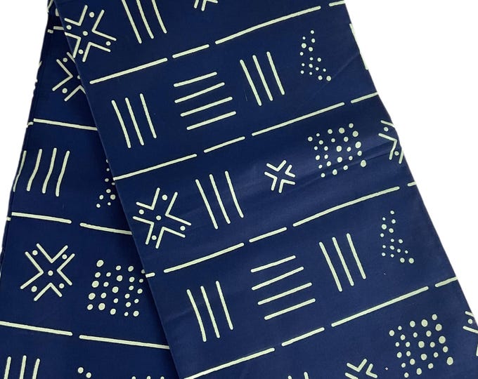 Navy blue Cream African Print Fabric/Ankara Fabric/Tribal Print/Cotton Print For Quilting/African Prints/MK159/
