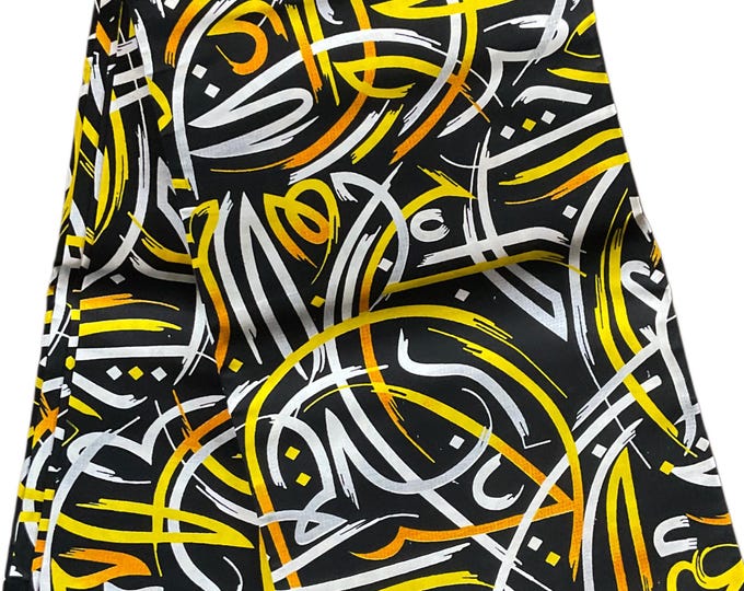 African fabric /African prints/ African fabric per yard/ African fabric for crafts/ African/MK141/Ankara-Yellow and White Leave Fabric