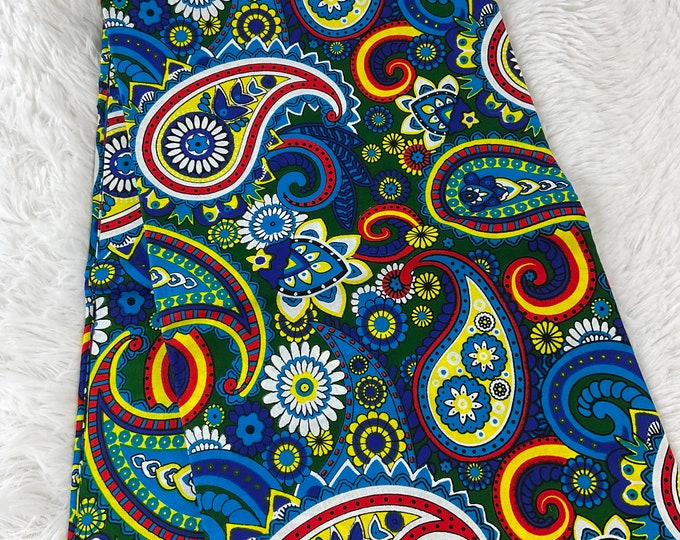 Paisley Ankara Fabric, 6 Yards Cotton African Print with Headwrap